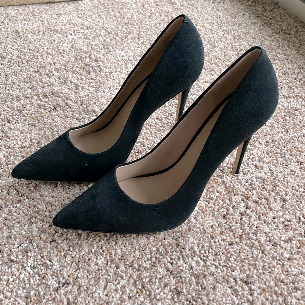 Something Navy Black Suede Pumps